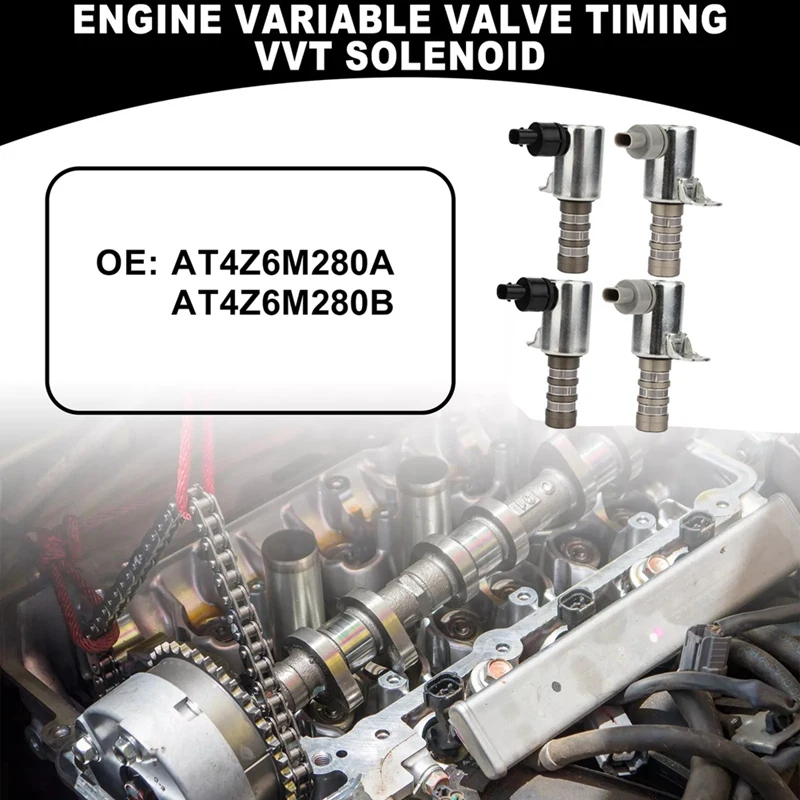 4Pc/Set VVT Variable Valve Timing Solenoid Intake+Exhaust For Ford F-150 Edge Lincoln MKZ 3.5L 3.7L T4Z6M280A AT4Z6M280B-N26R