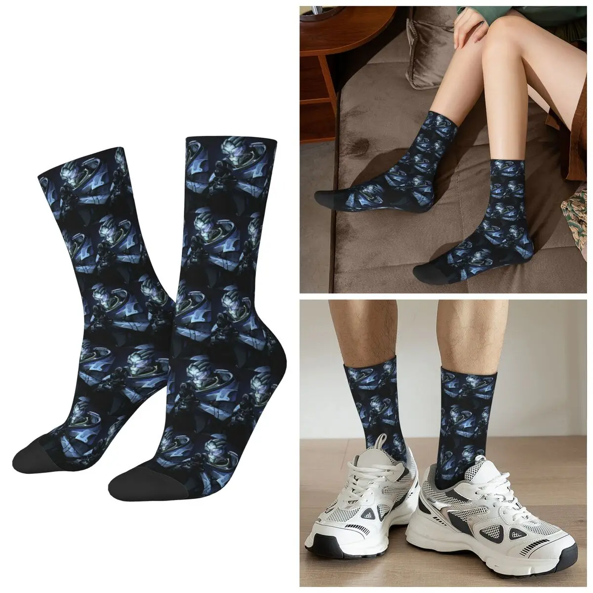 Garrus Vakarian Mass Effect Video Game Video Game Meme Space Socks Harajuku Crew Socks Fashion Stockings for Men Women
