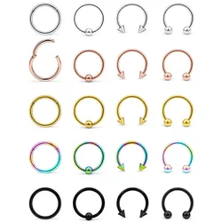 WKOUD 16G Surgical Steel Septum Piercing Nose Hoop Clicker Ring Lip Labret Conch Helix Cartilage Daith Earring Hoop Jewelry