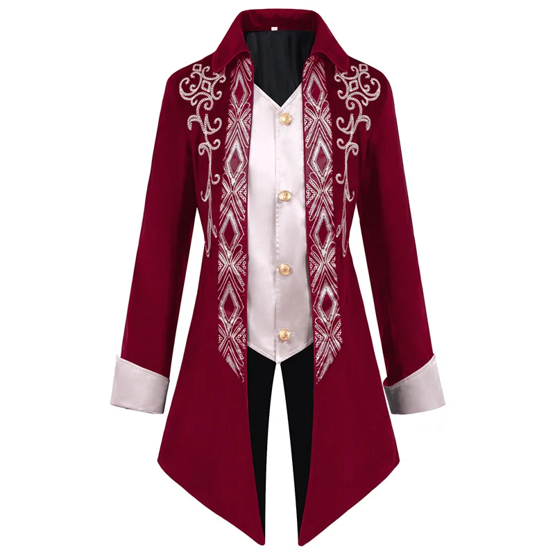 Steampunk Women Men Medieval Dress costume Velet Stand Collar Tailcoat Gothic Vampire Cosplay Jacket Coats Pirate Overcoat