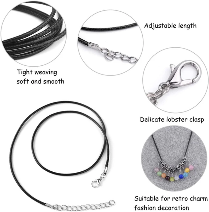 Colorful Leather Waxed Thread Rope Chain Cord Necklace Pendant for Handmade Lobster Clasp String Jewelry Chains Crafts