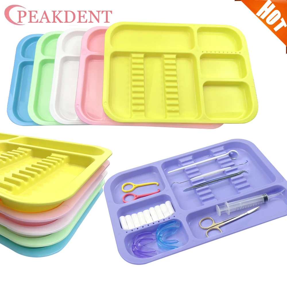 Autoclavable Instrument Colorful Tray Dental Split Management Trays Dentist Placement Box Dentist Mouth Mirror Tweezer Storage
