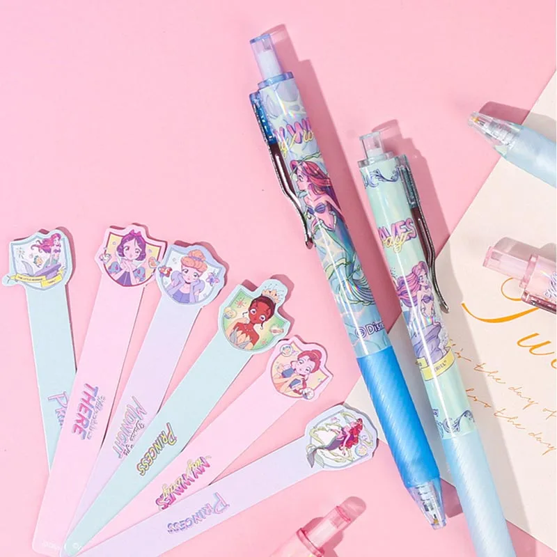 24pcs/lot Kawaii Disney Princess Press Gel Pen Cute 0.5mm Black Ink Signature Pens Promotional Gift Office School Supplies