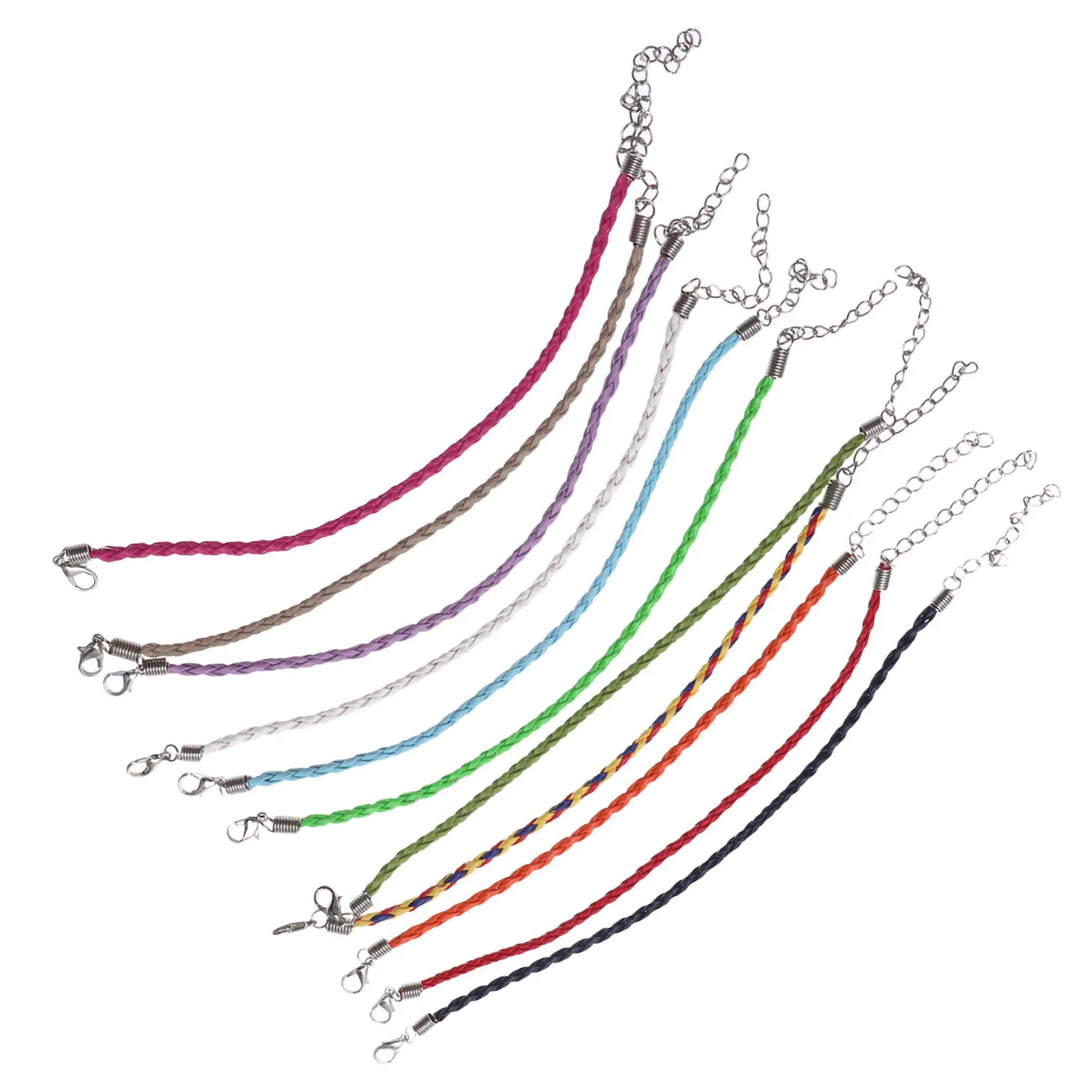 

30Pcs Rainbow Braided Bracelet Cord Mixed Color Fake Adjustable Rope Lobster Clasp DIY Jewelry Making Kit Charm Wrist