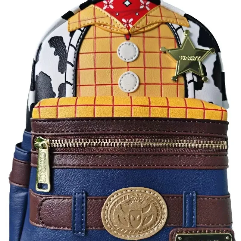 MINISO Disney Toy Story Sheriff Woody Cute Kids Backpack Mochila PU Leather Pack Travel Baby Handbag for Girls Shoulder Bag