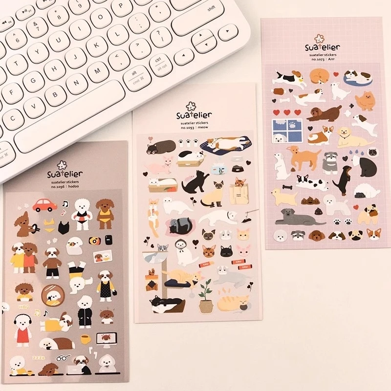 Suatelier chiot Hodoo chien autocollants Scrapbooking fournitures mignon travail Camping chiens autocollant indésirable Journal Journal bricolage décoration