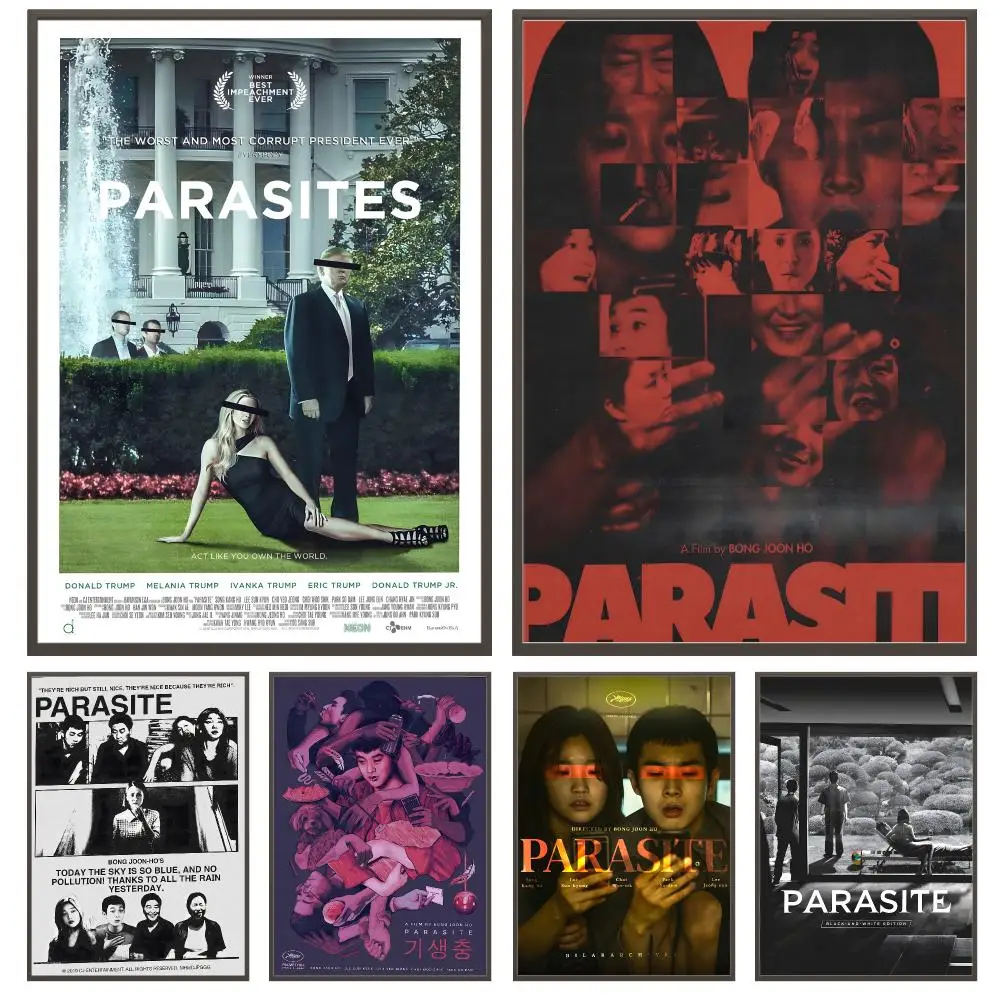 movie Parasite Poster Poster HD Waterproof Self Adhesive Wall Art Print Decor for Bedroom Living Room Gift