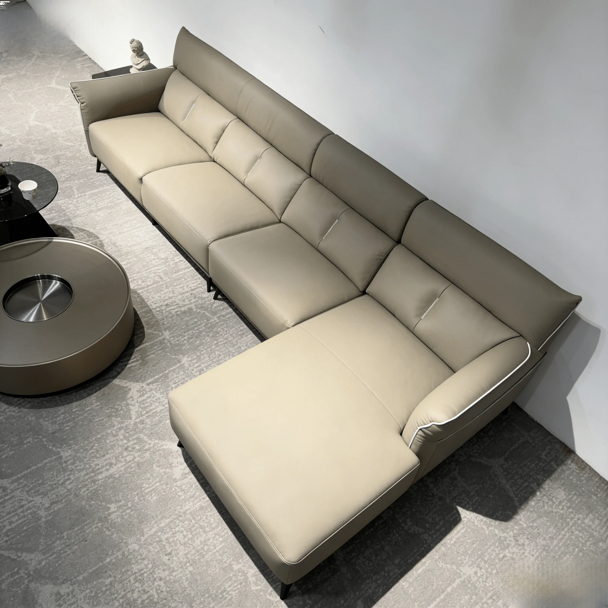 In Stock Chesterfield Tufted Leather Sofa Set With Solid Wood Frame Modern Design Easy To Clean Living Room Furniture