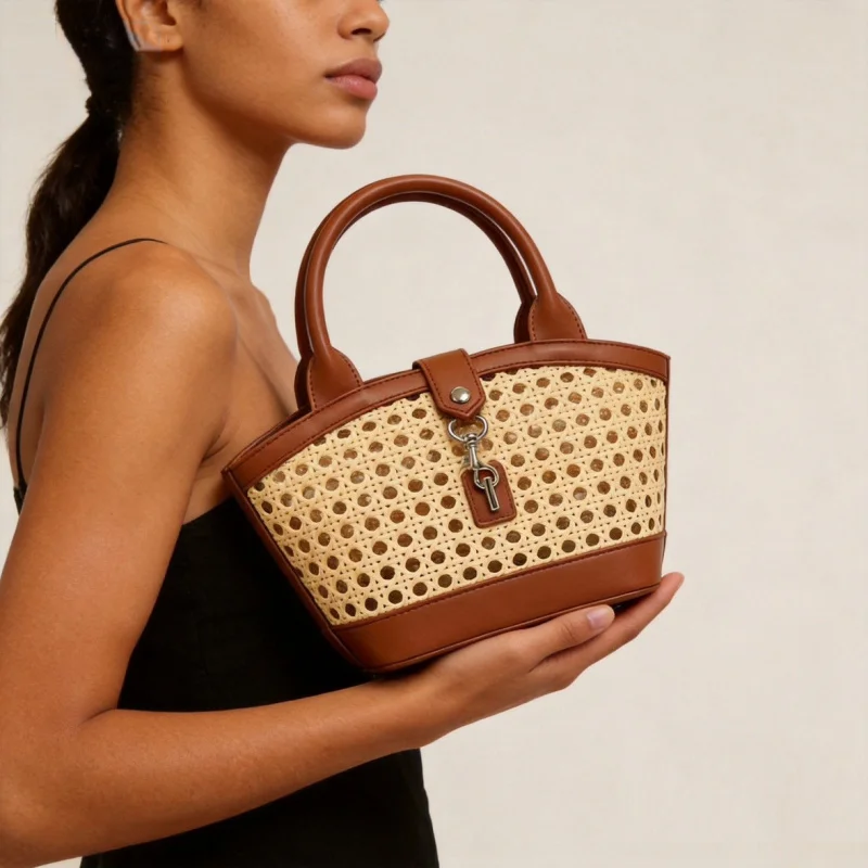 

Fashionable rattan basket bag2026New Hollow Woven Handbag Shoulder Crossbody Bag
