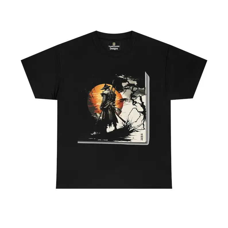 

Camiseta samurai japonesa camiseta unisex de algodón, inspirada en estampados antiguos, ideal para fanáticos de las artes marcia