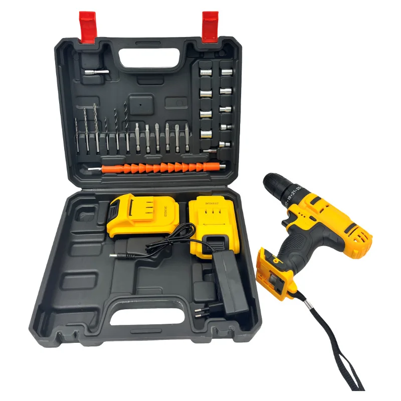 Factory direct sales DW 10mm lithium battery drill 24-piece tool kit two-speed impact drill multi-function power tool
