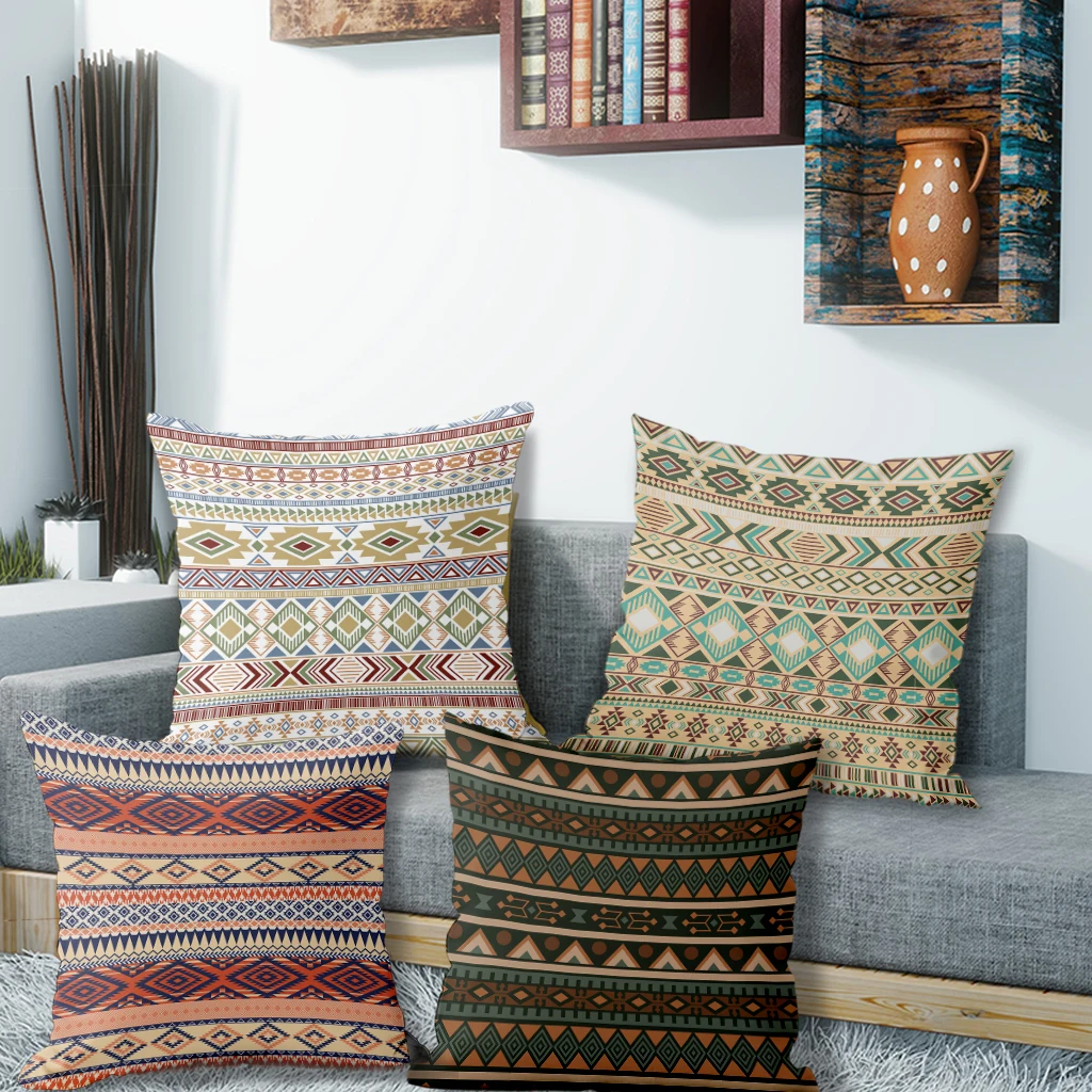 

4 шт., наволочки с красочным геометрическим узором, подходят для дивана, автомобиля, спальни, декоративная наволочка, наволочка