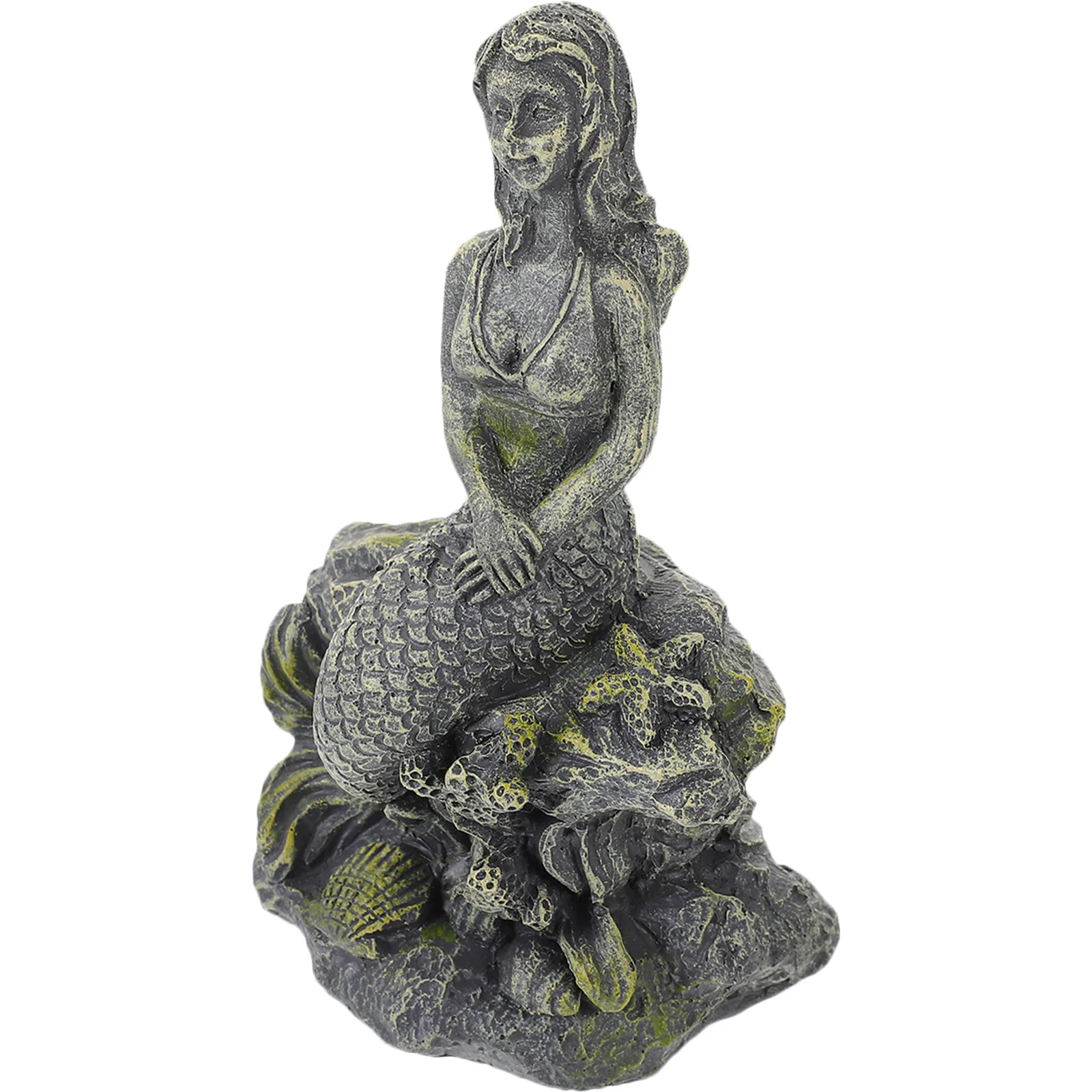 

Resin Mermaid Fish Tank Statue Aquarium Ornament with Beautiful Craftsmanship Home Decor Desktop Decoration for Room Office Sand