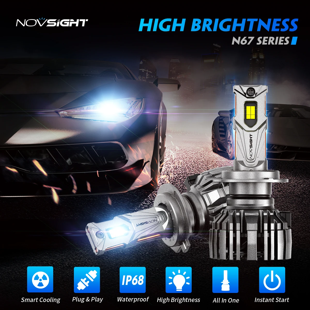 NOVSIGHT Led Lamp Canbus H7 H4 H11 H8 H9 9005 HB3 9006 HB4 H13 140W 30000LM LED Light for Car Headlight 6500K White Auto Bulbs
