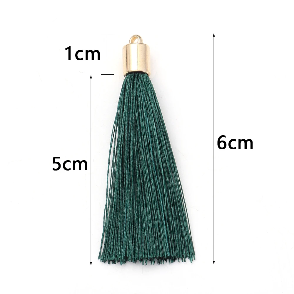 20pcs 6cm Silk Tassel Fringe Colorful Metal Caps Tassel Charms Pendant For DIY Jewelry Making Earrings Sewing Curtain Home Decor
