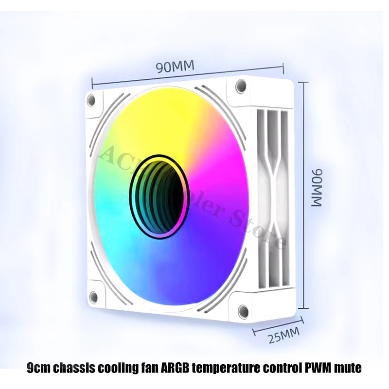 LOVINGCOOL 9cm RGB Mirror Case Fan, Mute 9025 CPU Cooler Fan, 4Pin PWM Control + 3Pin ARGB AURA SYNC, Black / White