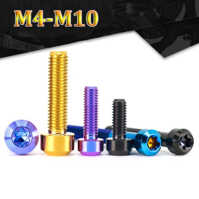 1pc TC4 Titanium Alloy Internal Plum Blossom Screw M4 M5 M6 M8 M10 Cone Head Bolts Motorcycle Modification Screw