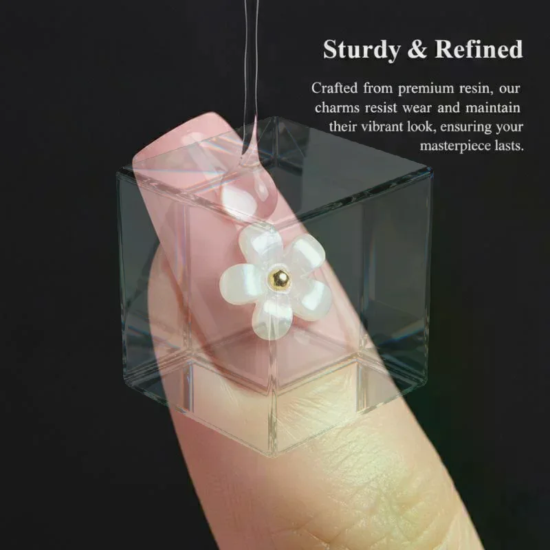 12Grids/Box Five-Petal Flower/Steel Beads Nail Art Charms Mixed-Size Flowers Gold/Silver Ball Rhinestones DIY Manicure