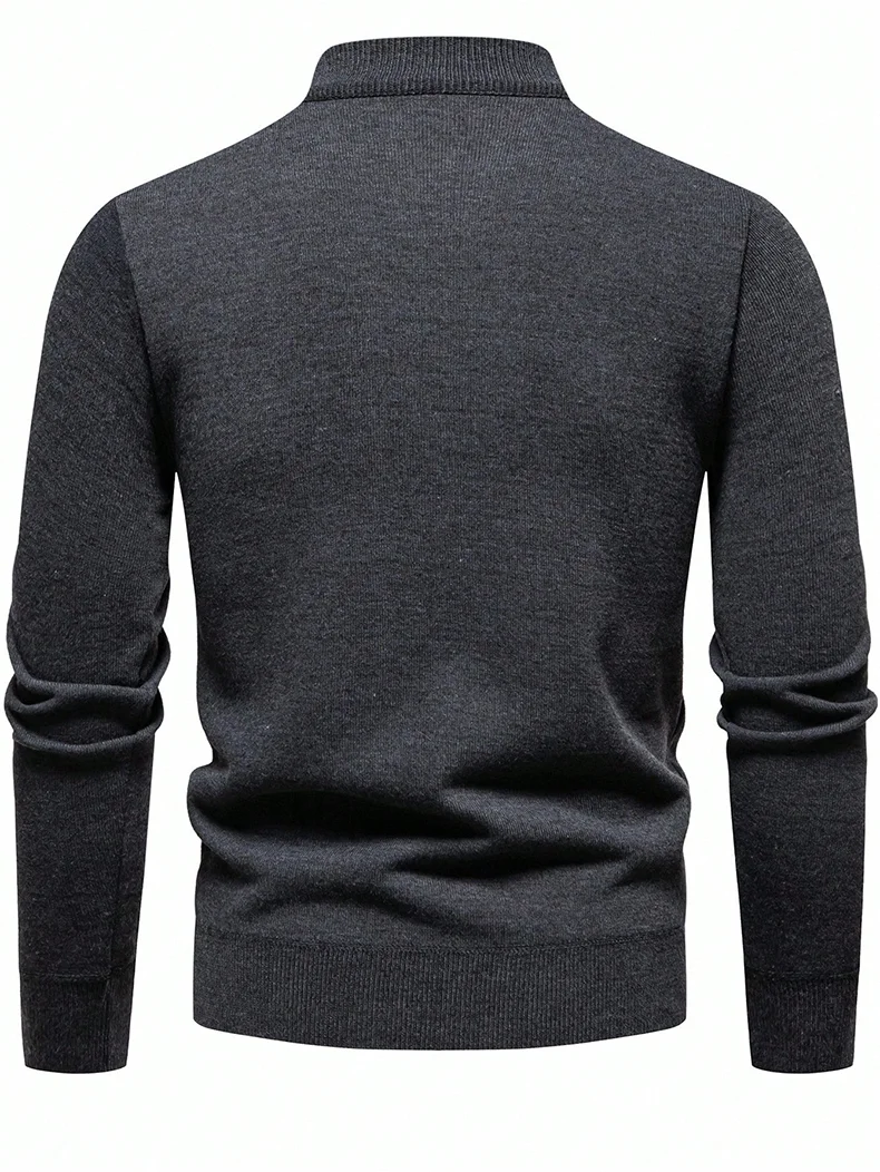 US-Größe Herren 1/4-Reißverschluss Pullover Stehkragen Freizeitpullover Leicht Weich Bequem Strickware Schwarz Grün Beige – Detail 5