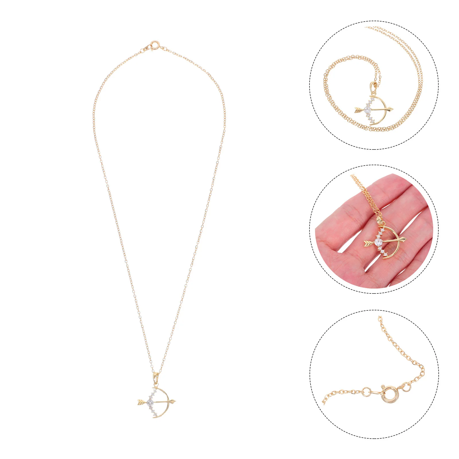

Bow and Arrow Zircon Necklace Women Pierced Zincons Personality Micro-inclosed Shape