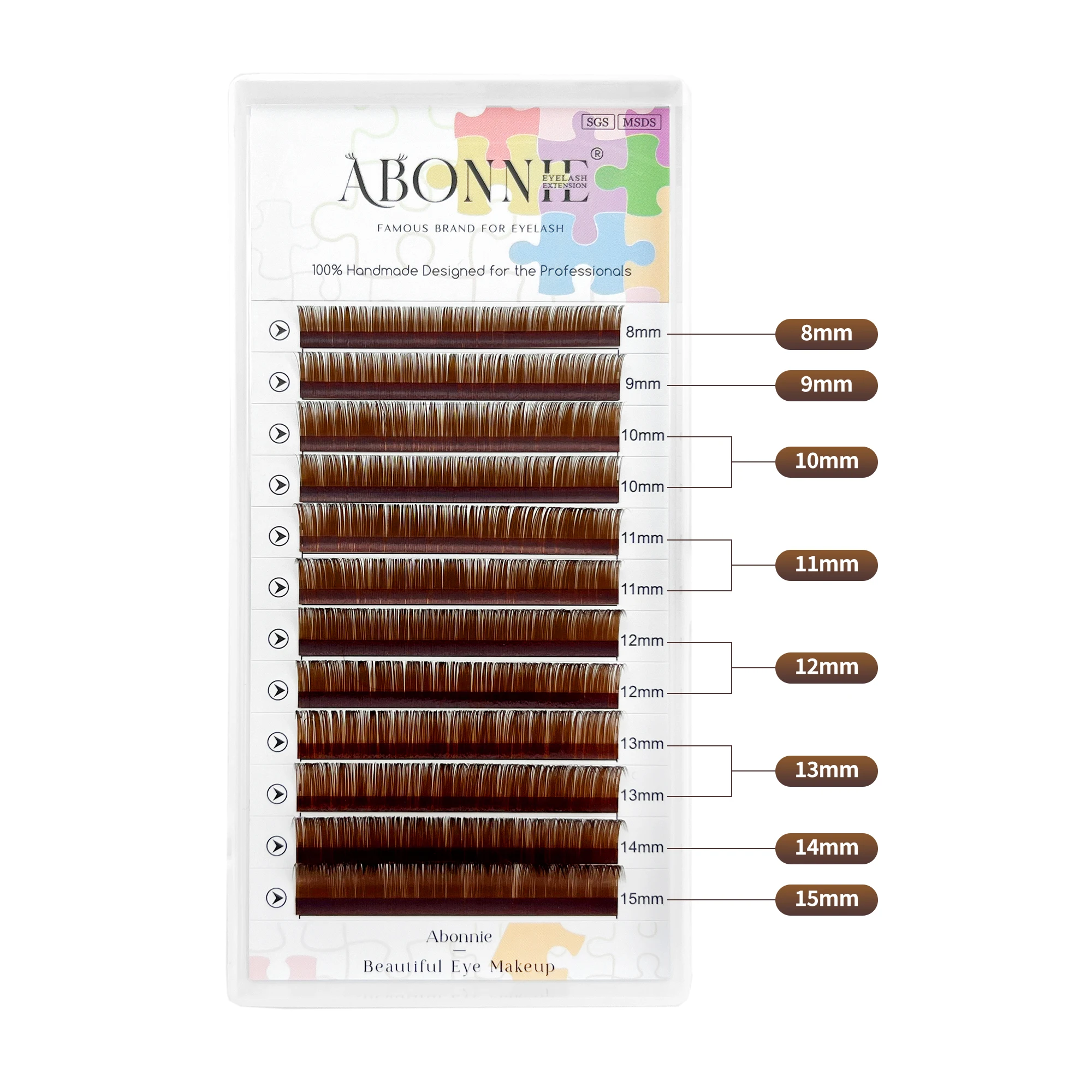 Abonnie Brown Colored M Curl Eyelashes Fox Eyes Lashes Extensions Cilios M curl