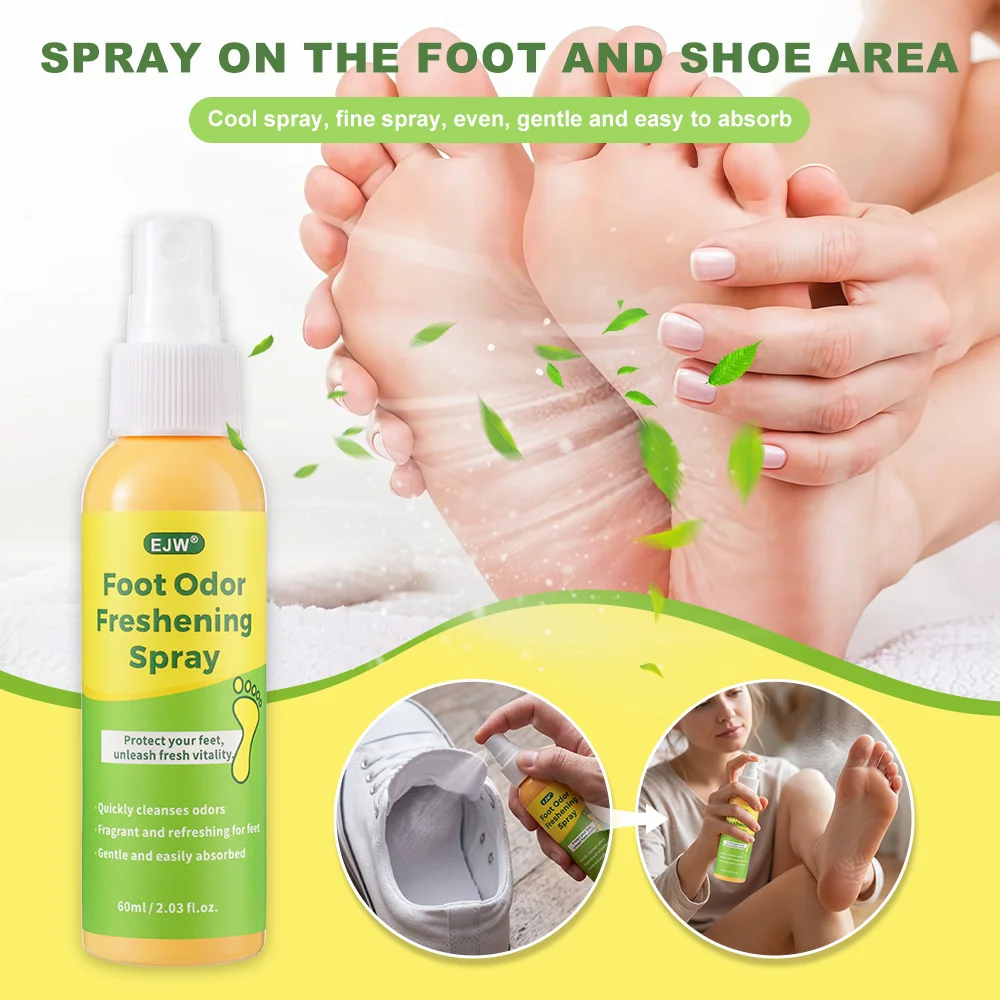 Foot Odor Freshening Spray Instantly Eliminates Odor, Long-Lasting Freshness for Feet, Gentle Fast-Absorbing Formula,60ml