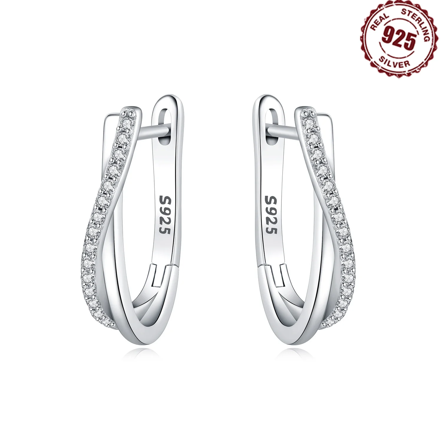 

925 Sterling Silver Star Twisted Line Earrings Jewelry Versatile Hoop Earrings For Women Jewelry Fine Birthday Party Gifts
