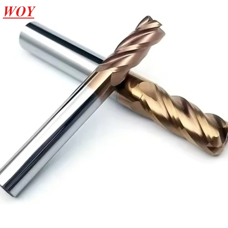 WOY Corner Radius End Mill R Bullnose CNC Tungsten Carbide Steel Cutter Surface Machining Metal Router Tool 3 4 Flutes R0.5 R1