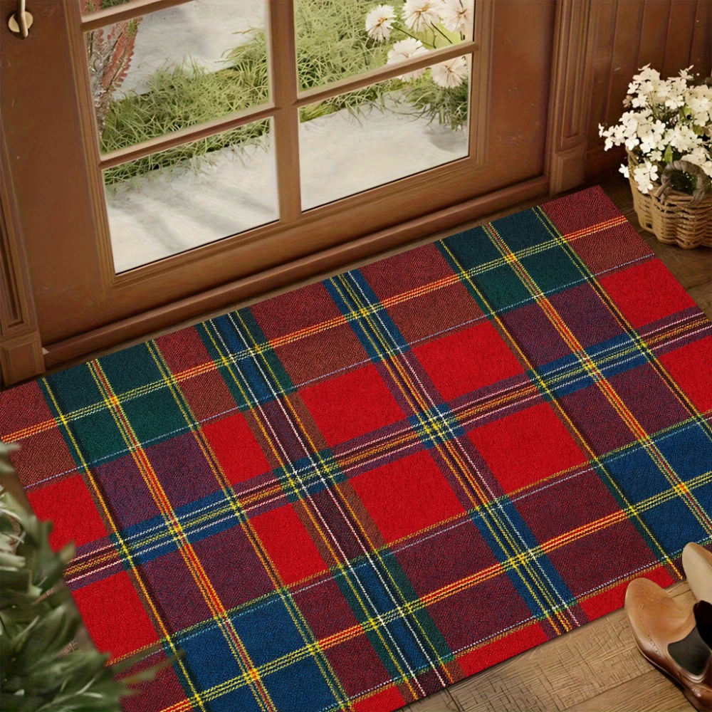Classic Plaid Tartan print door mat living room bedroom entryway Entry Door Rug NonSlip Washable rug Daily use Christmas Gift