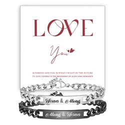 Personalized Bar ID Bracelet for Women Men, Engraved Name Words Customized For Couples Lovers Relationships Gift