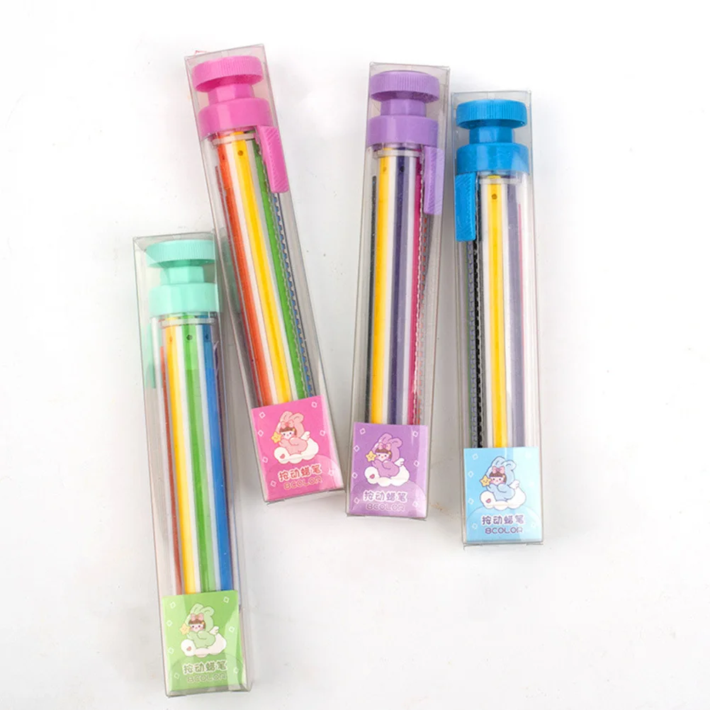

4Pcs Multicolor Rotating Crayon Stylish Pressing Writing Pen Portable Ergonomic Supply Home Study Stationery