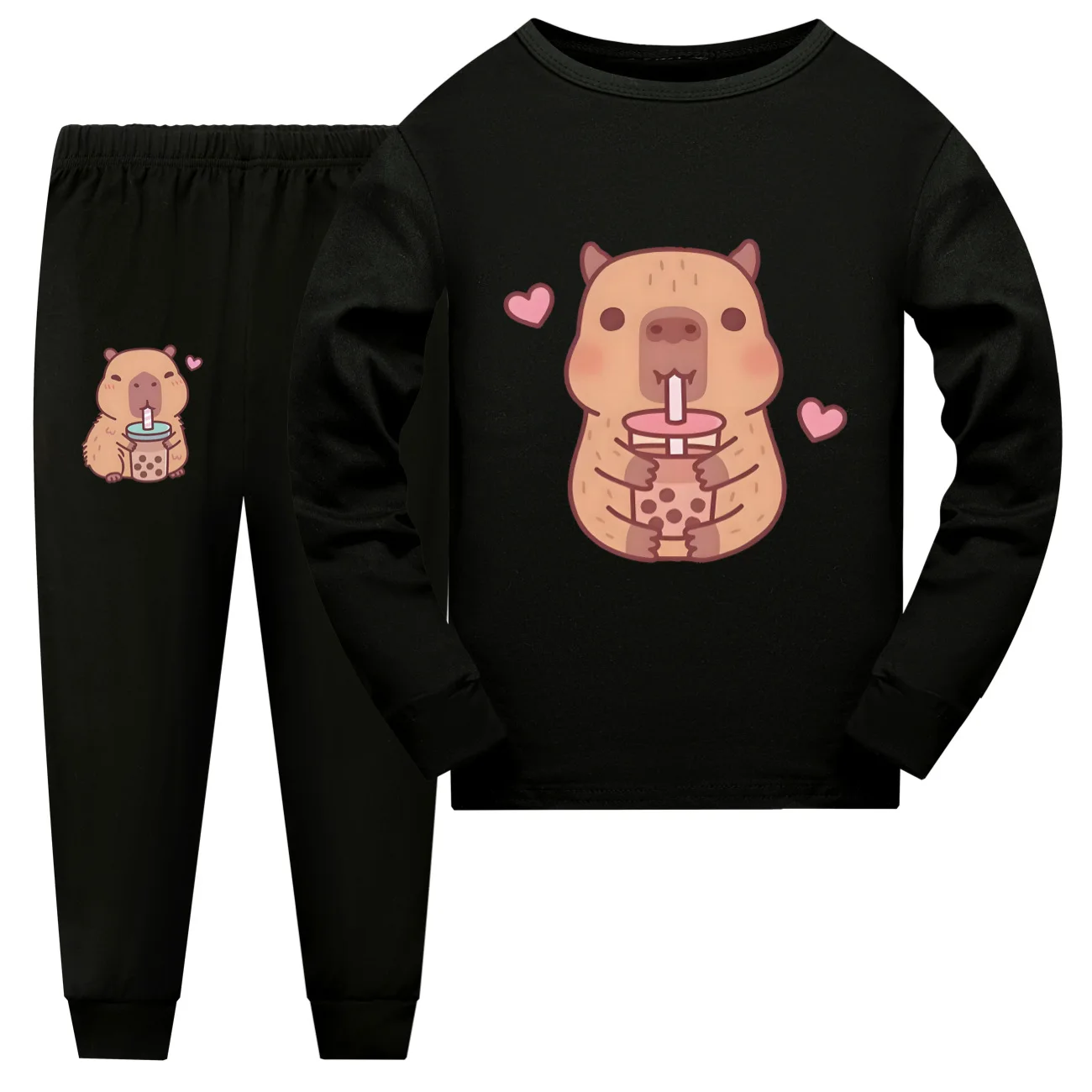 

Capybara Print Pajamas Sets Kids Capibala Clothes Baby Girls Boys Cartoon Long Sleeve Tshirt+Pants 2pcs/set Child Casual Outfit
