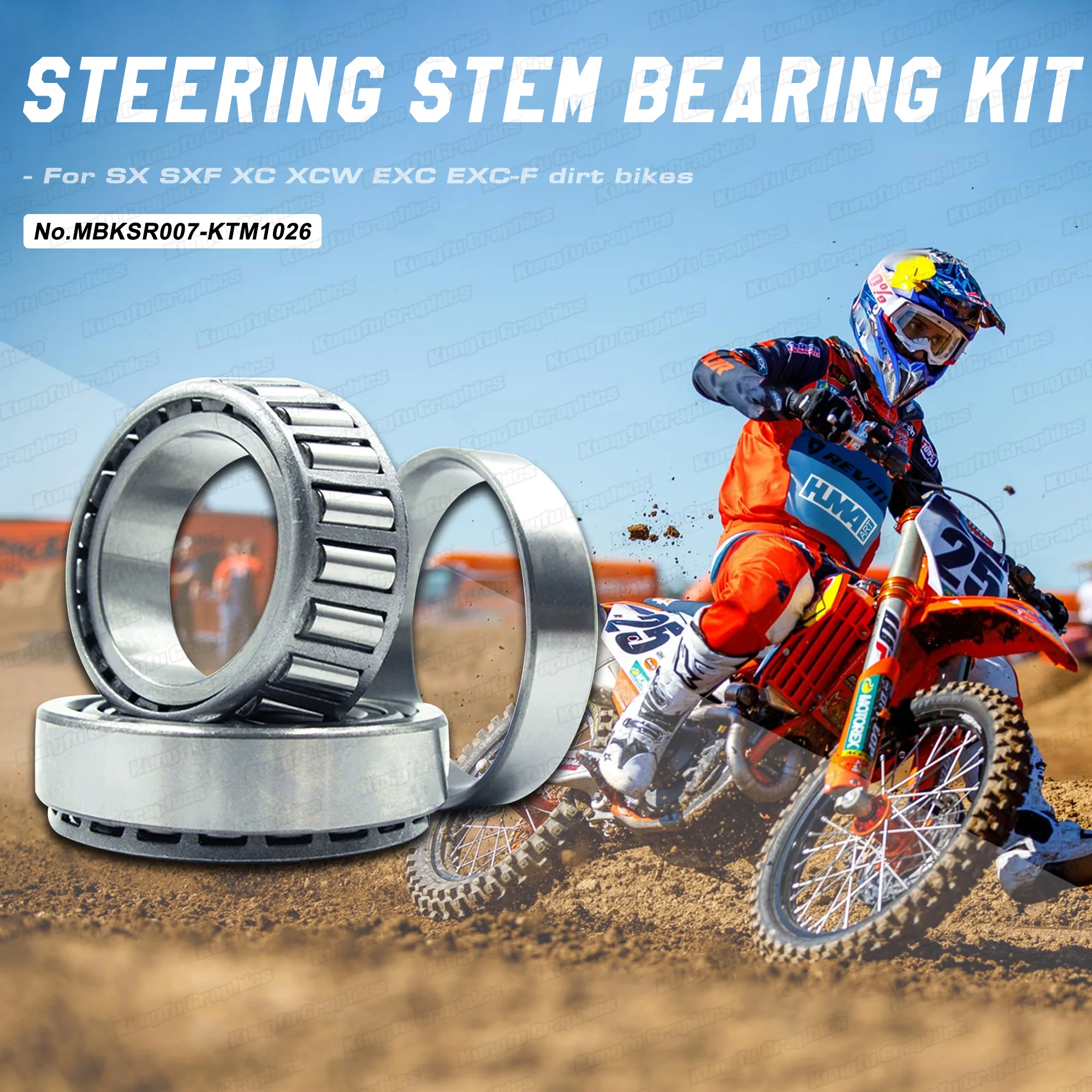 

Motorcycle Steering Stem Bearing Rod Taper Bearings Kit for KTM SX SXF XC XC-W EXC EXC-F 125-500 Motocross Enduro