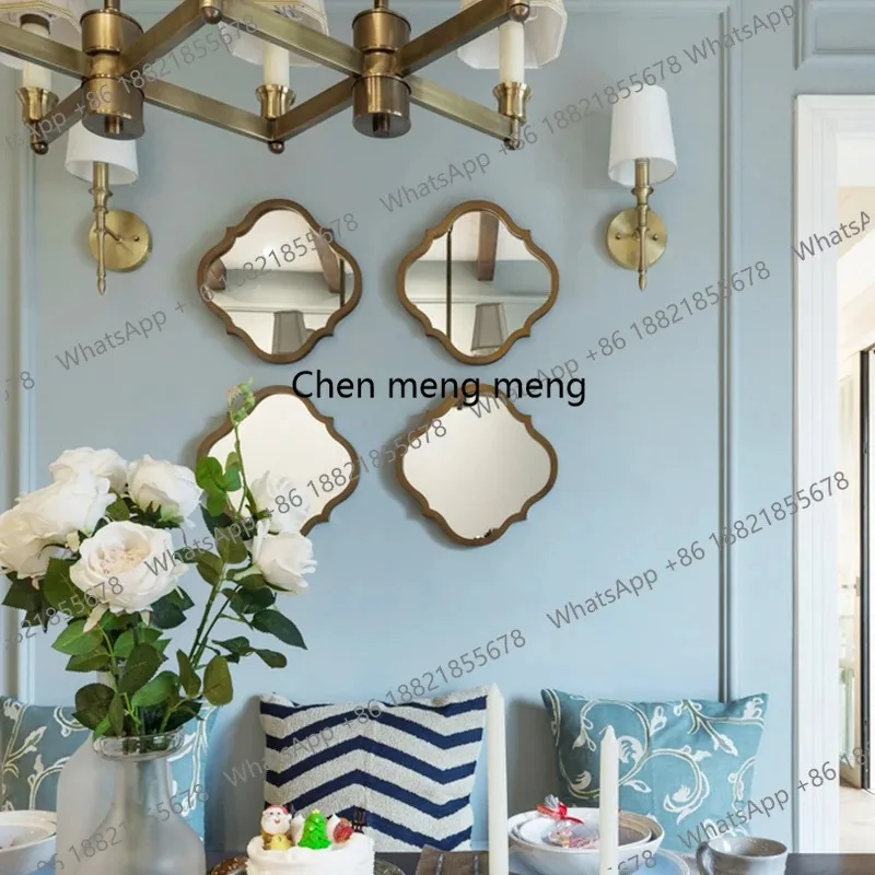 RR Nostalgic retro hanging mirror entrance art background wall decoration Simple and versatile decorative mirror by the dining s