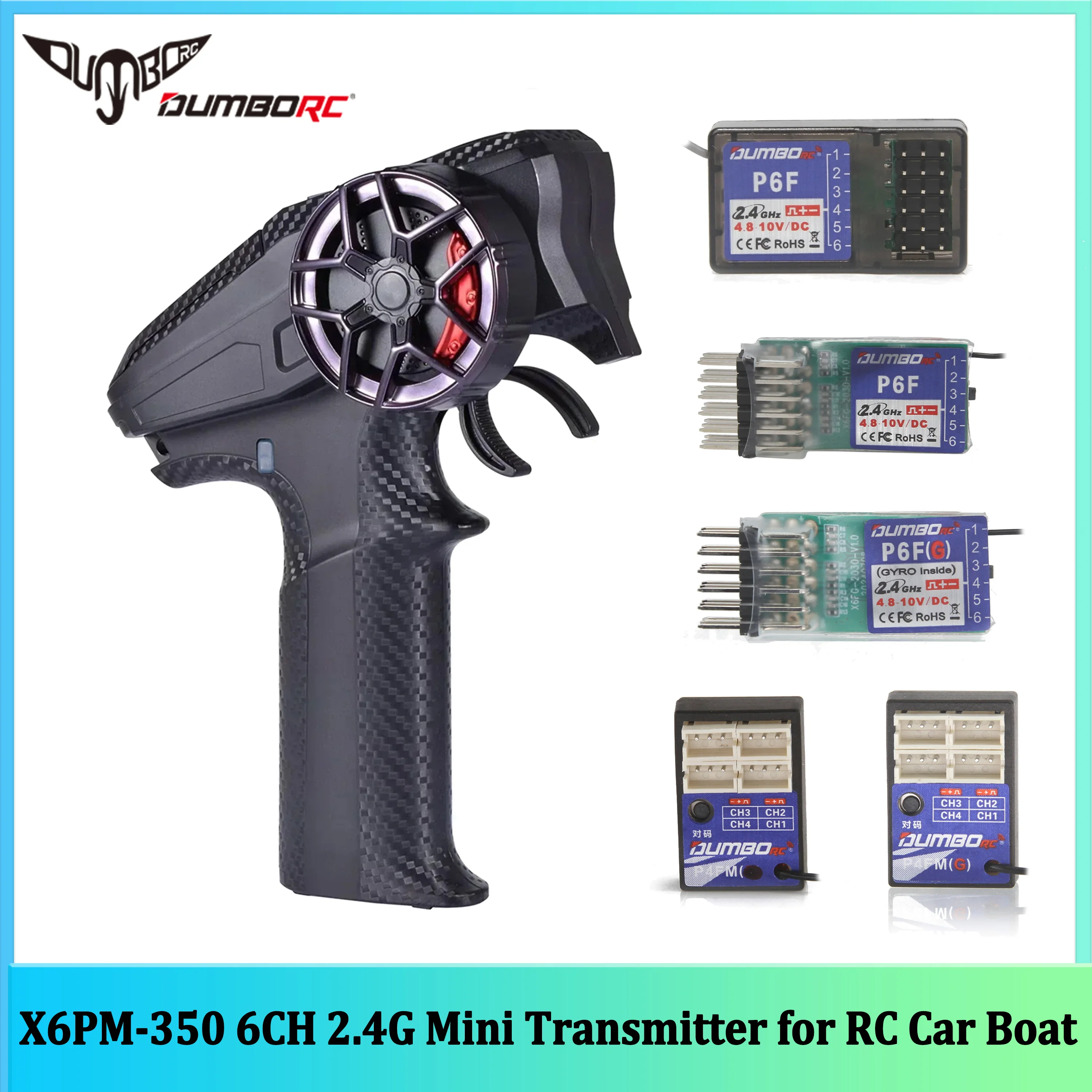 

DUMBORC X6PM-350 6CH 2.4G Mini Transmitter P4FMG/P6FGmini Gyro Receiver Remote Control for Universal RC Car Boat Tank Toy Model