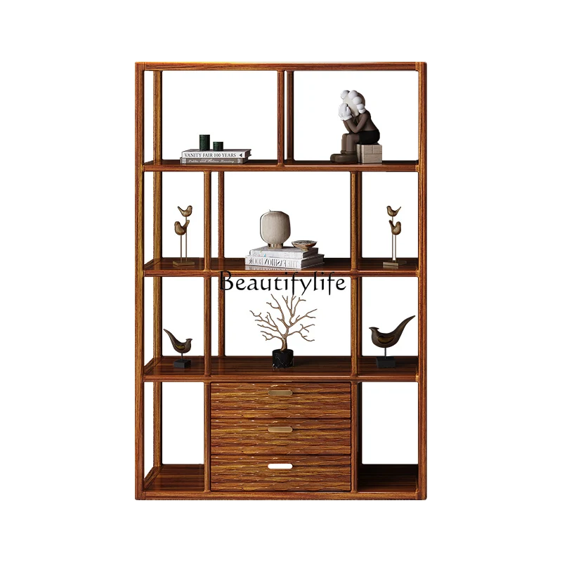 

New Chinese ebony bogu frame solid wood multi-room tea set entrance storage rack
