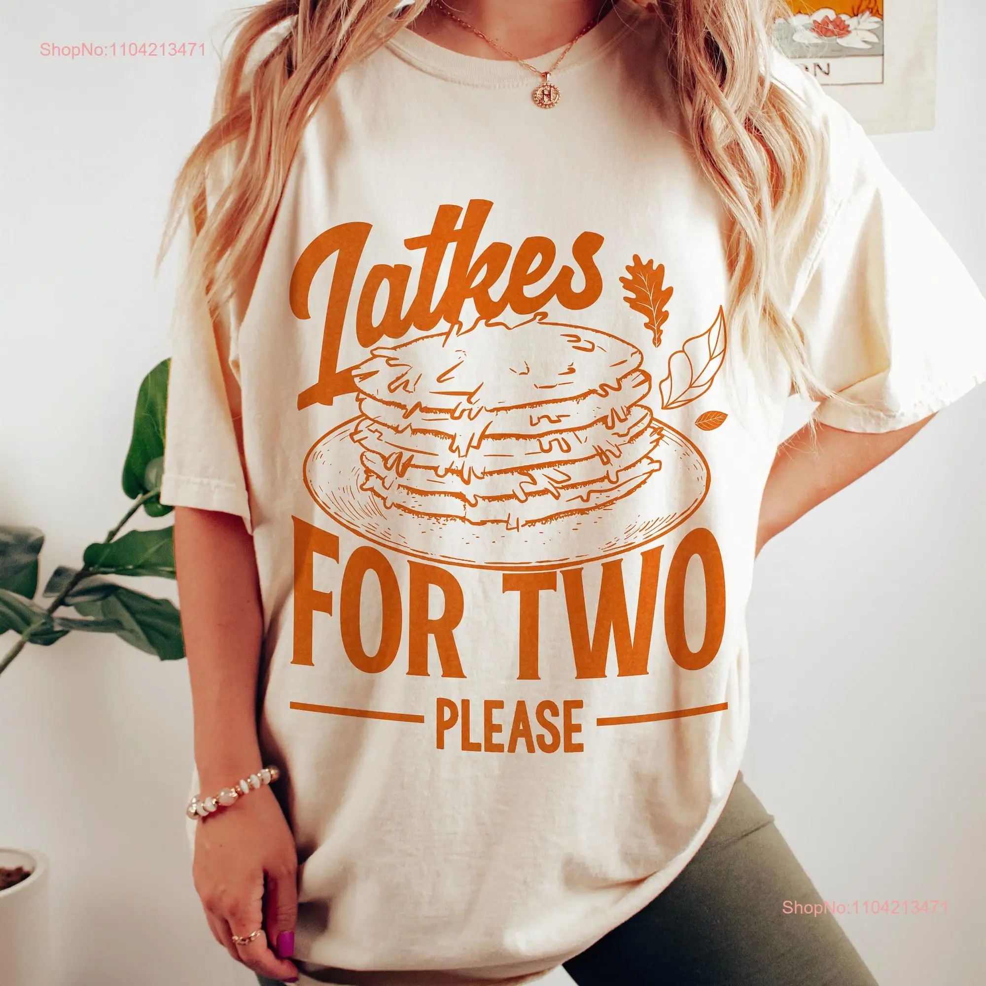 Latkes for two Jewish Mother T Shirt Imma Pregnancy Announcement New Parents Hebrew Reveal Est 2024 long or short sleeves