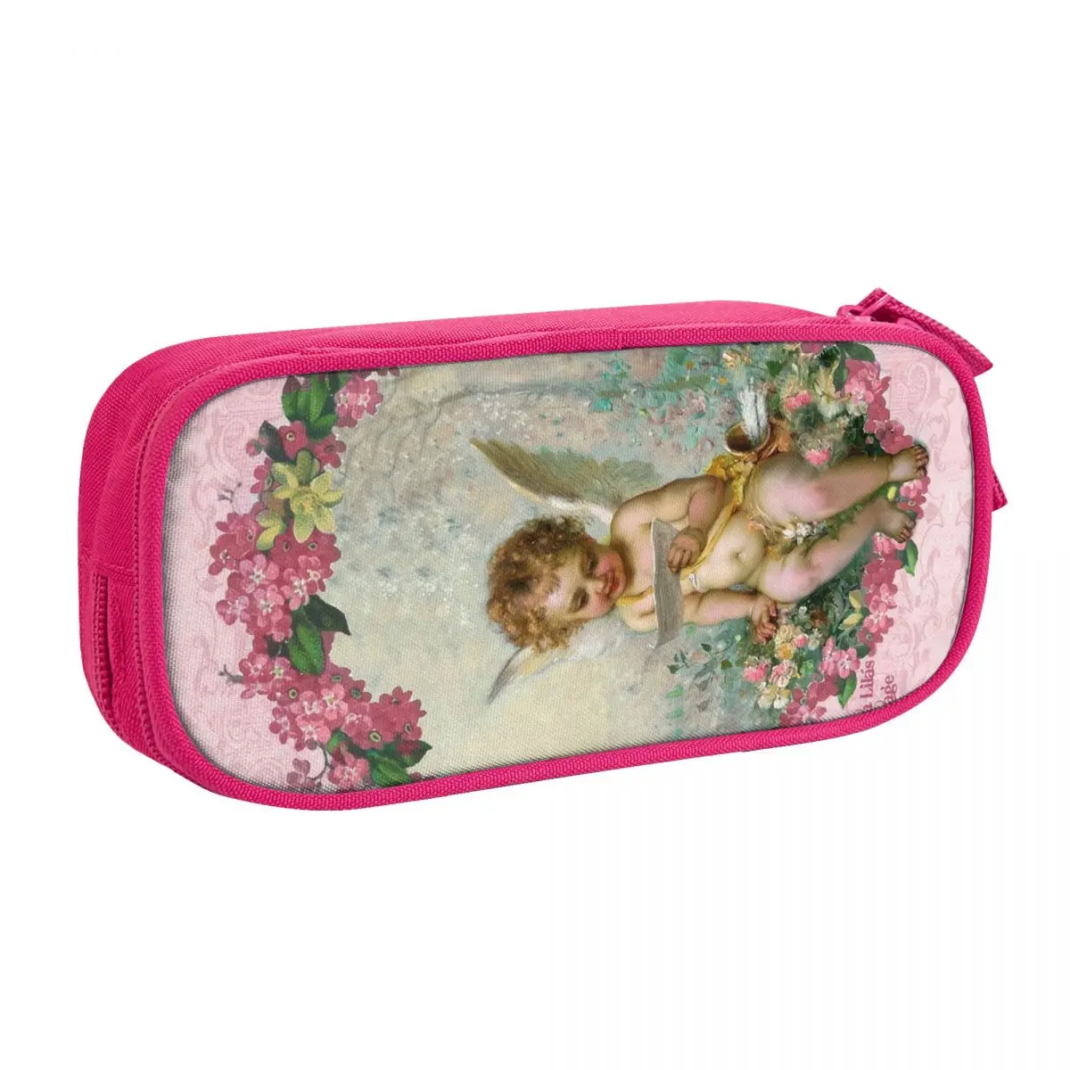 Custom Victorian Angel Vintage Rose Kawaii Pencil Case Girl Boy Large Capacity Pencil Box Student School