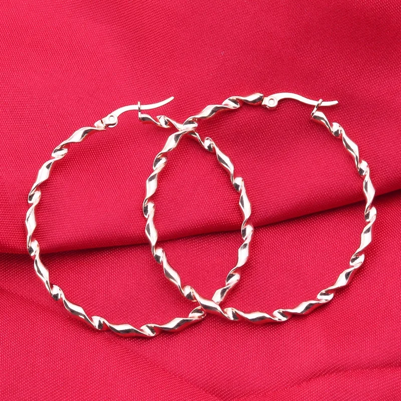 Minimalist Trendy Large Hoop Earrings For Women Geometric Round Circle Loop Earrings Stainless Steel Jewelry