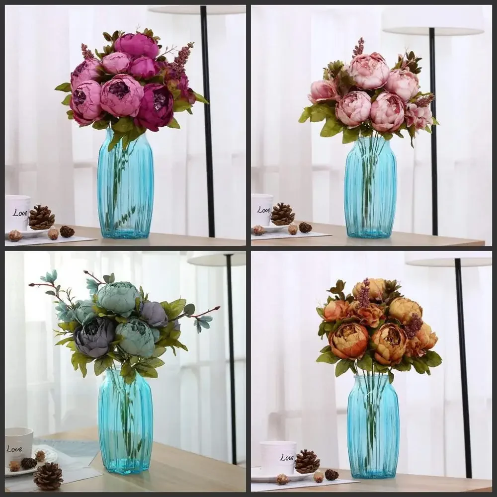 

1 Bouquet 10 Heads Vintage Artificial Peony Silk Flower Wedding Flowers Party Office Home Decoration