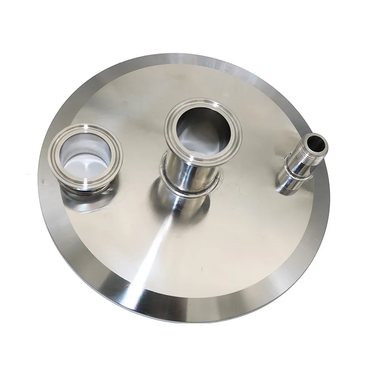 Stainless steel sanitary flat cover for connection bottom base