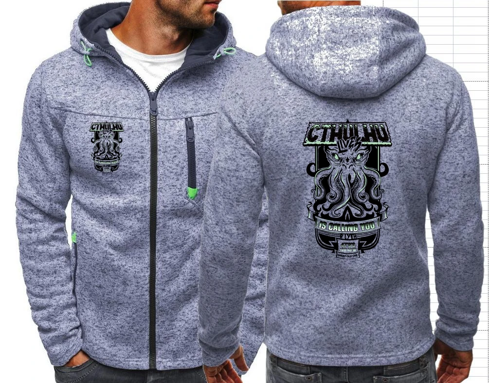 Cthulu And Lovecraft Miskatonic Men\'s Hoodies Sweatshirts Call Of Cthulhu Necronomicon Men\'s Hooded Jacket Jacquard Hoodie Coat