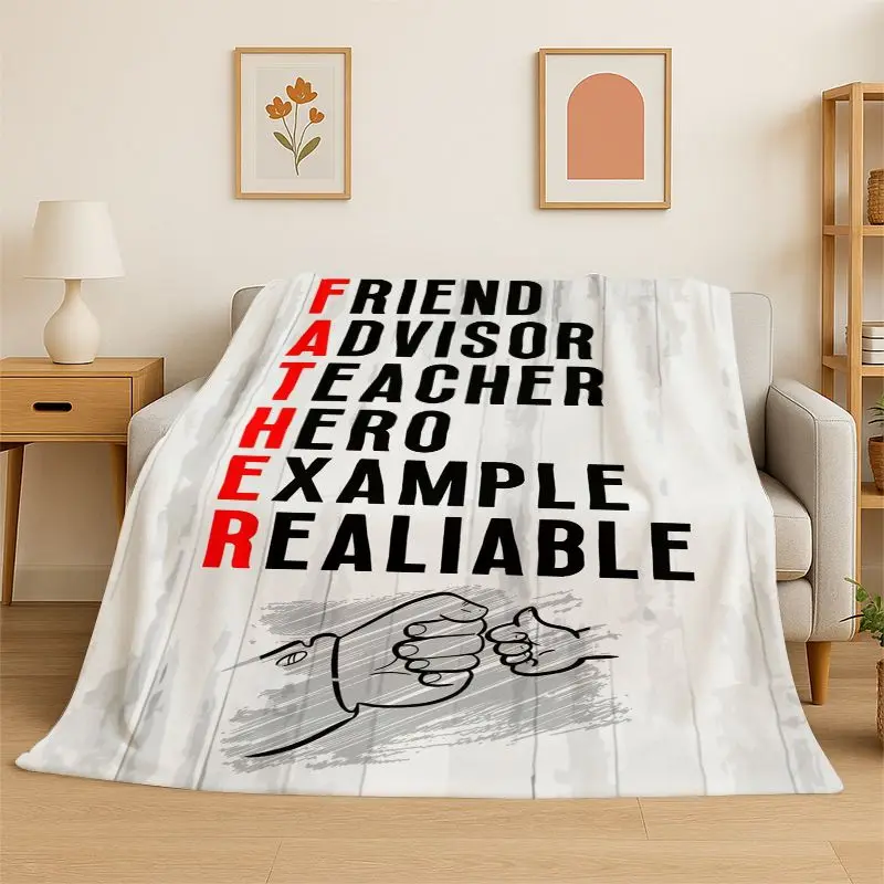 Gift Thanks To My Dad Father Letter Present Flannel Blanket Soft Throw Blanket for Bedroom Living Room Bed Travel Picnic Nap