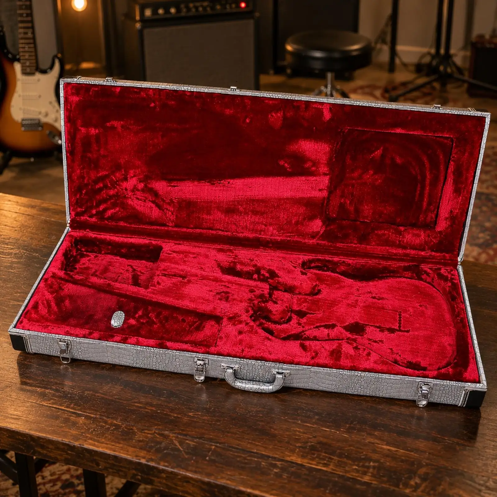 Electric Guitar Hard-Hard Case Guarding PU Leather Electric Guitar Hard Case Impact-Resistant Shock-Absorbent