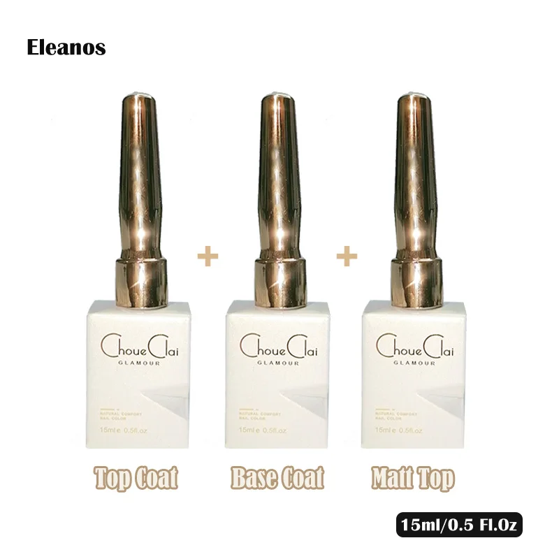 

Eleanos 15ml Base and Top Coat Gel Nail Polish Transparent Soak Off UV Gel Polish Nail Primer Hybrid Gel Varnish Lacquer
