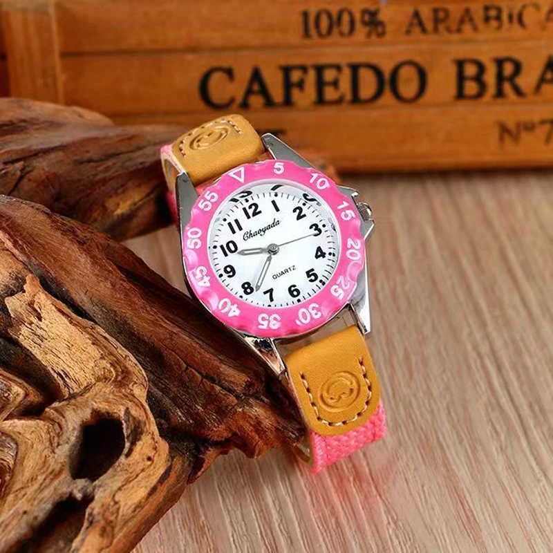 Spinning Bezel Kid Quartz Watches Boy Nylon Straps Children Cute Clock Rotary Dial Arabic Number Boys Watch  Kids Watch