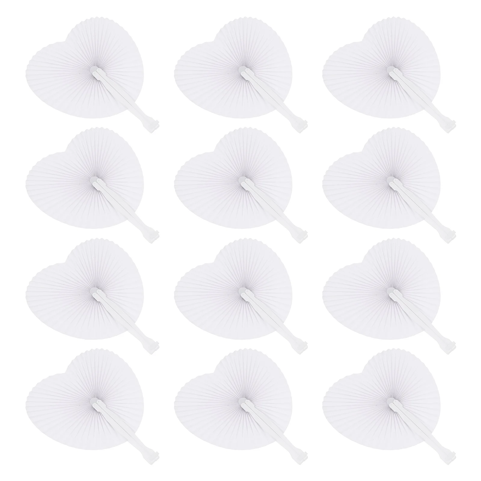 48 Pcs Heart Shape Paper Pure White Foldable Hand Fans for Wedding Party Favors Guest naments Blank Craft Fans Cooling