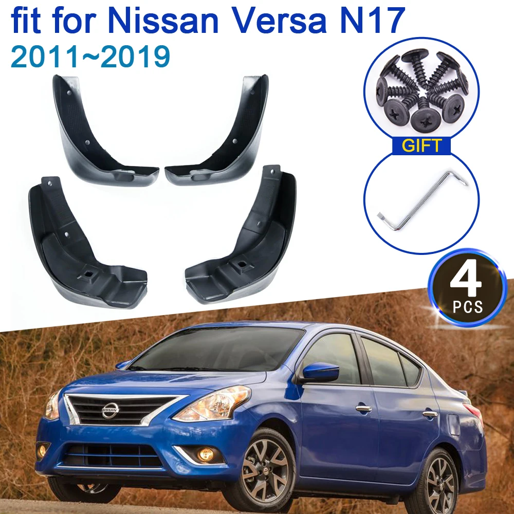 Car Mudflap For Nissan Versa  Sedan Almera Sunny Latio N17 2011~2019 4x Mudguards Protection Fender Styling Accessories Splash