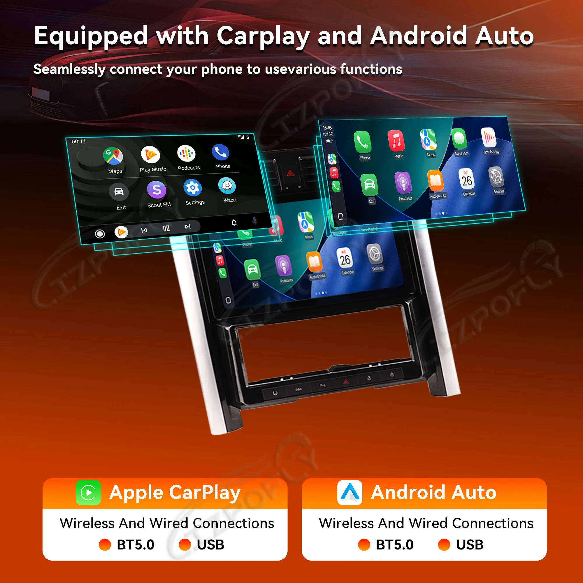 Lizpofly 13.3'' For Land Rover Discovery3 2004-2009 Multimedia Player Auto Car Intelligent Systems Wireless Carplay Stereo 
