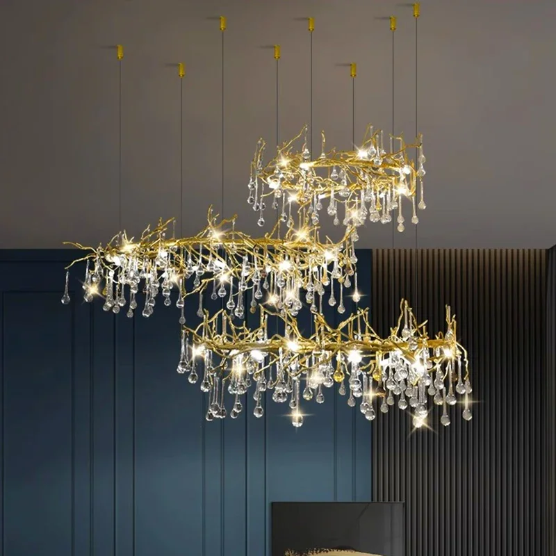 Modern light luxury living room crystal chandelier dining room ceiling chandelier LED chandelier home decoration indoor lighting